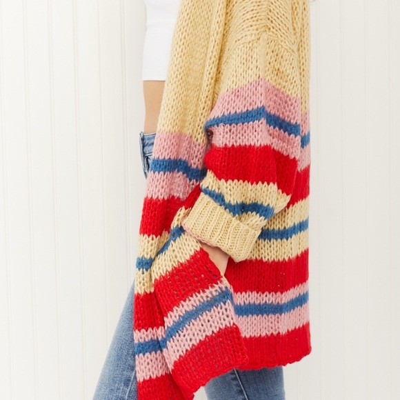 Davi & Dani Striped cardigan”Loveliest Smile” knit cardigan cozy sweater NEW - Picture 8 of 8